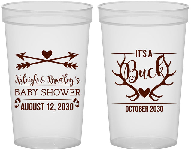 Custom Baby Shower 22 oz Translucent Cups - It’s A Buck Antler | 90000