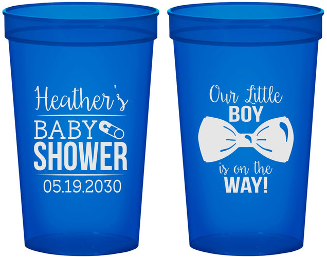 Custom Baby Shower 22 oz Translucent Cups - Little Boy Is On The Way | 90005