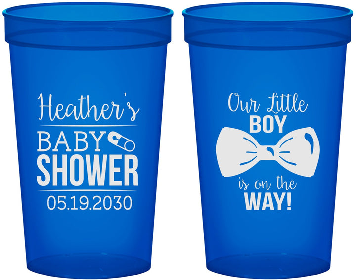 Custom Baby Shower 22 oz Translucent Cups - Little Boy Is On The Way | 90005