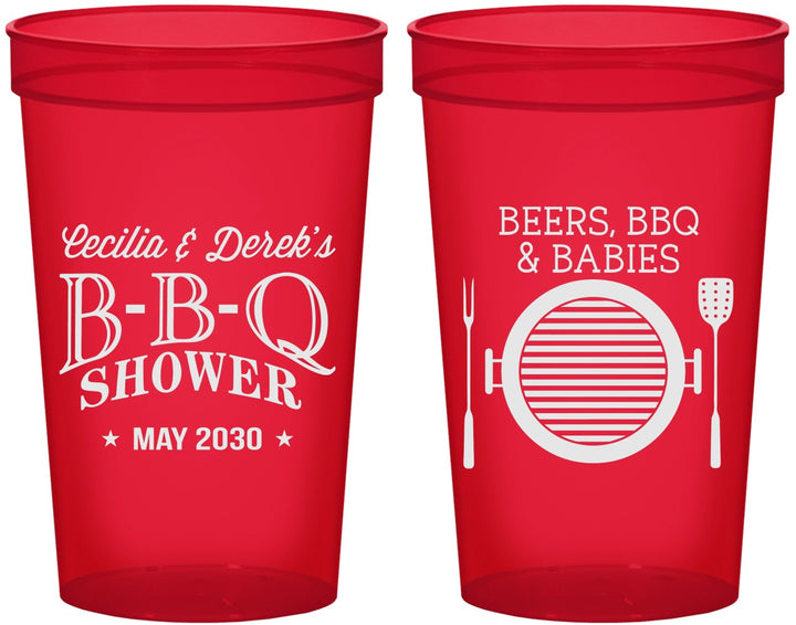 Custom Baby Shower 22 oz Translucent Cups - Beers Bbq Babies | 90007