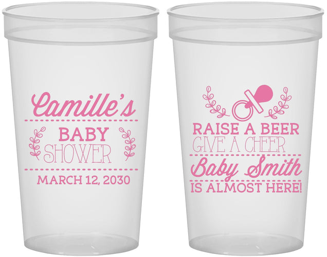 Custom Baby Shower 22 oz Translucent Cups - Raise A Beer | 90008