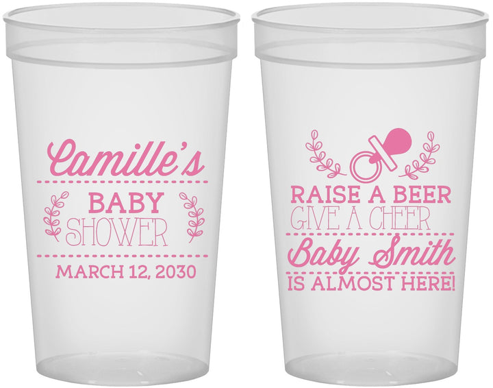 Custom Baby Shower 22 oz Translucent Cups - Raise A Beer | 90008