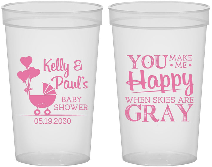Custom Baby Shower 22 oz Translucent Cups - You Make Me Happy | 90010
