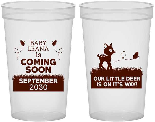 Custom Baby Shower 22 oz Translucent Cups - Little Deer On The Way | 90011