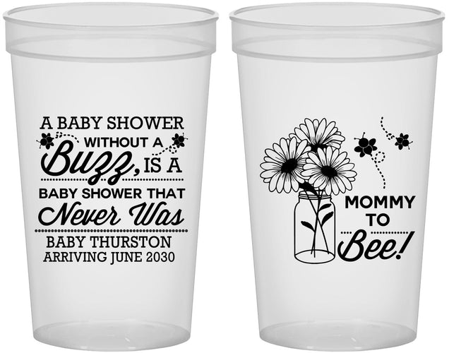 Custom Baby Shower 22 oz Translucent Cups - Mommy To Bee | 90016