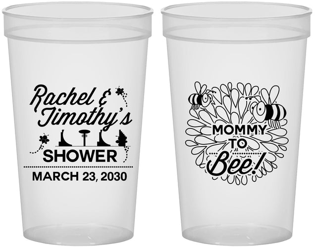 Custom Baby Shower 22 oz Translucent Cups - Mommy To Bee | 90017