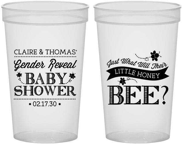 Custom Baby Shower 22 oz Translucent Cups - Little Honey Bee | 90018