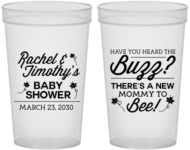 Custom Baby Shower 22 oz Translucent Cups - Mommy To Bee | 90019