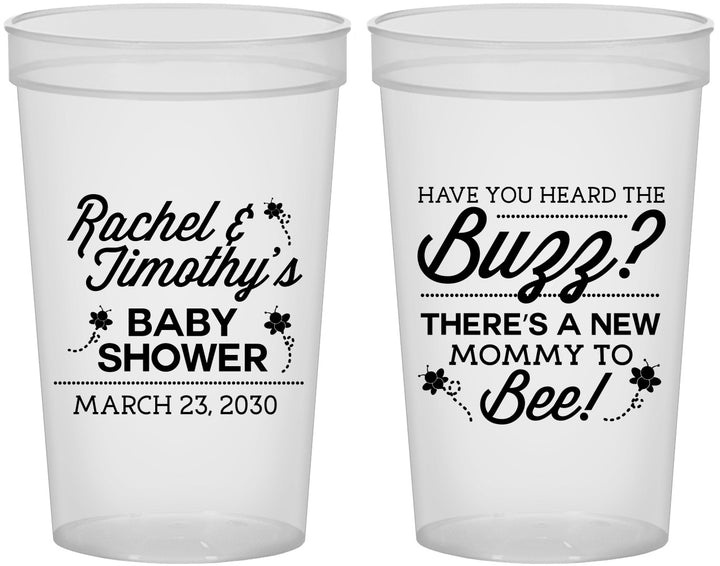Custom Baby Shower 22 oz Translucent Cups - Mommy To Bee | 90019