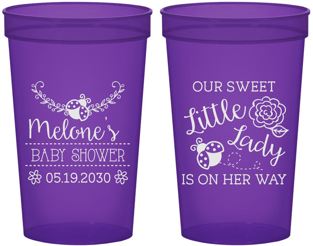 Custom Baby Shower 22 oz Translucent Cups - Little Lady On The Way | 90021
