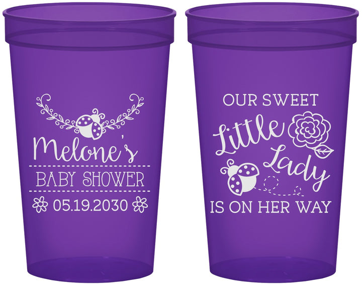 Custom Baby Shower 22 oz Translucent Cups - Little Lady On The Way | 90021