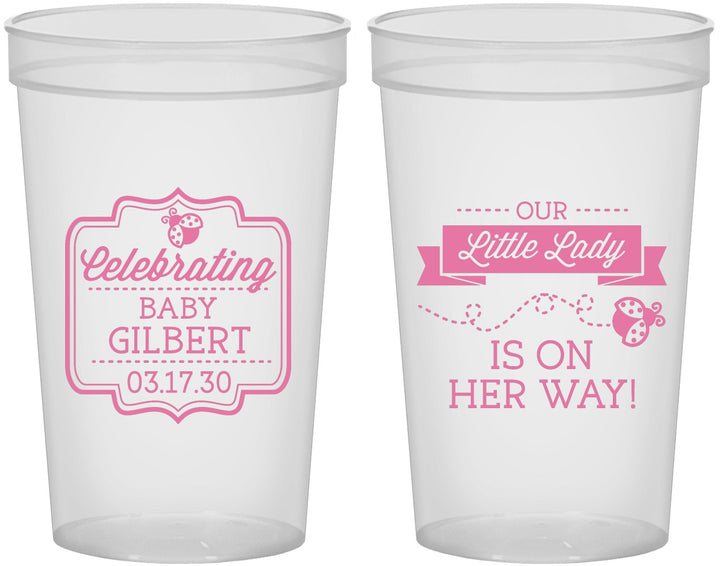 Custom Baby Shower 22 oz Translucent Cups - Little Lady On The Way | 90022