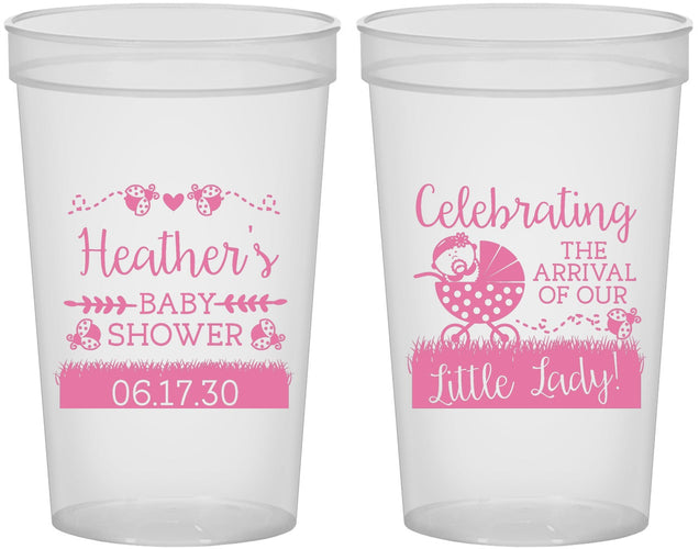 Custom Baby Shower 22 oz Translucent Cups - Little Lady On The Way | 90023