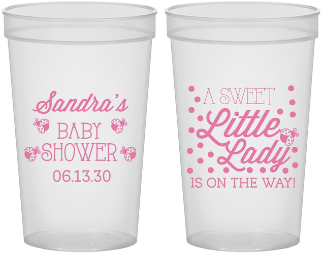 Custom Baby Shower 22 oz Translucent Cups - Sweet Little Lady | 90024