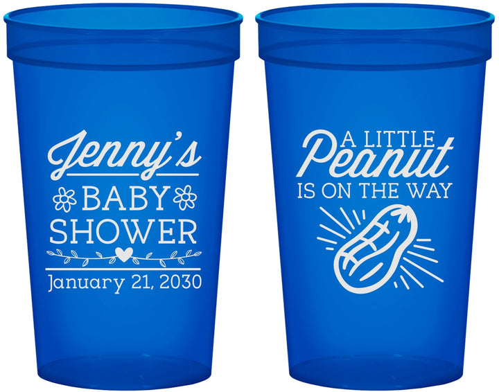 Custom Baby Shower 22 oz Translucent Cups - Peanut On The Way | 90025