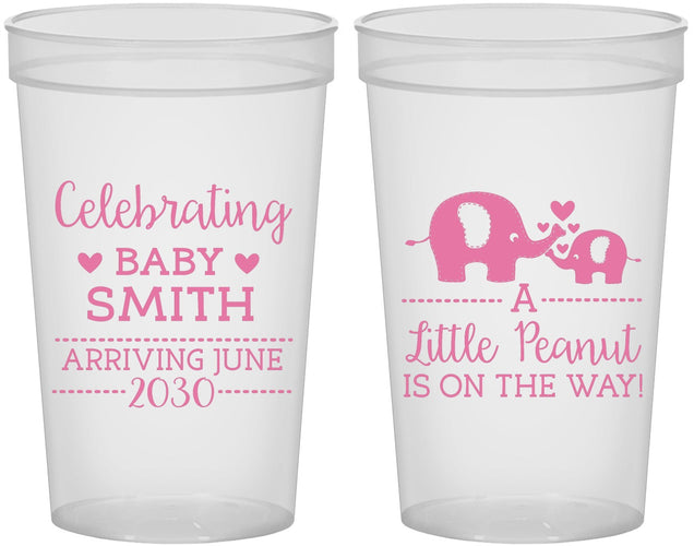 Custom Baby Shower 22 oz Translucent Cups - Peanut On The Way | 90027