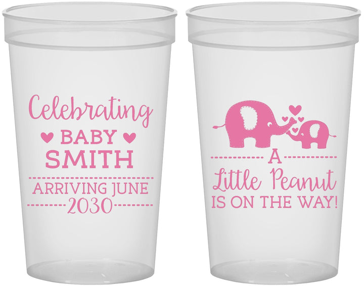 Custom Baby Shower 22 oz Translucent Cups - Peanut On The Way | 90027