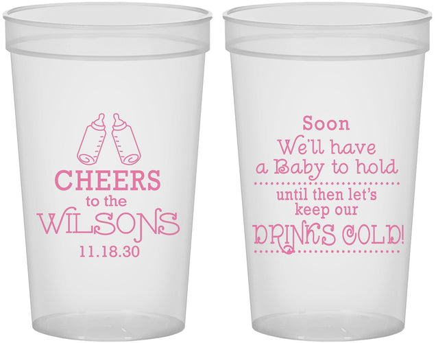Custom Baby Shower 22 oz Translucent Cups - Cheers Bottle | 90031