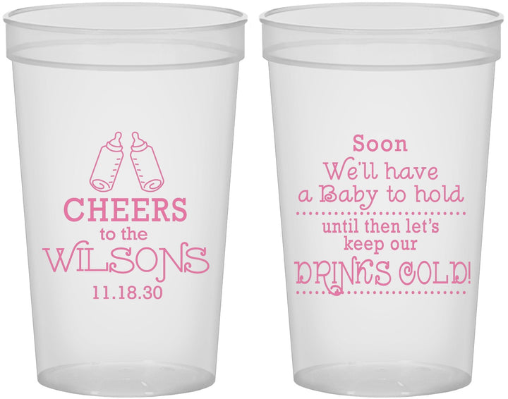 Custom Baby Shower 22 oz Translucent Cups - Cheers Bottle | 90031