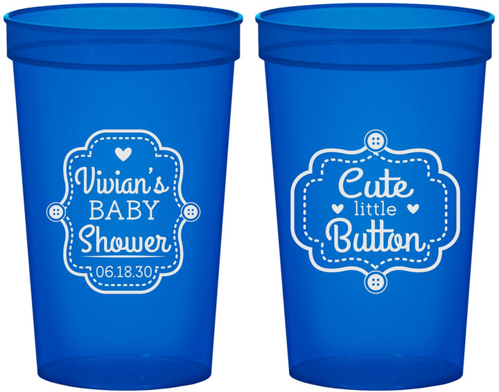 Custom Baby Shower 22 oz Translucent Cups - Cute Little Button | 90035