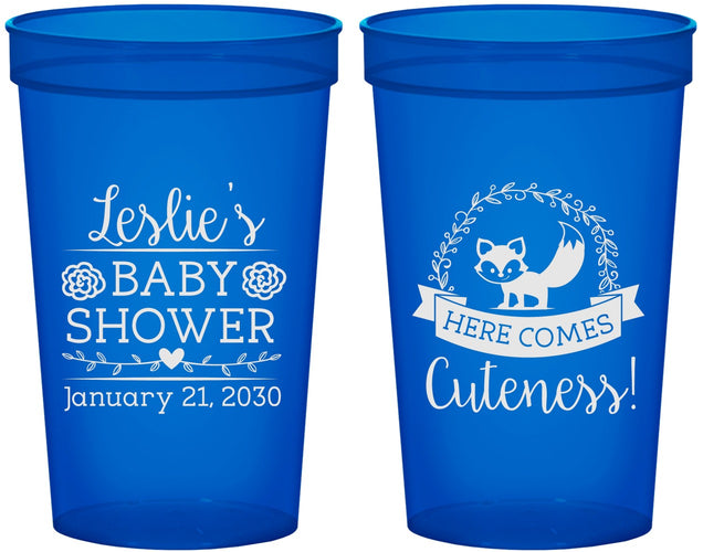 Custom Baby Shower 22 oz Translucent Cups - Fox Cuteness | 90036