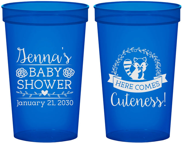 Custom Baby Shower 22 oz Translucent Cups - Racoon Cuteness | 90037
