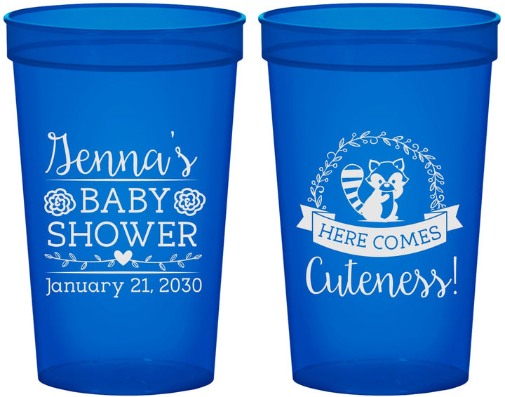 Custom Baby Shower 22 oz Translucent Cups - Racoon Cuteness | 90037