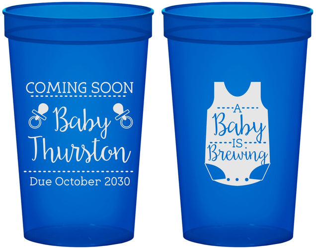 Custom Baby Shower 22 oz Translucent Cups - Baby Is Brewing | 90039