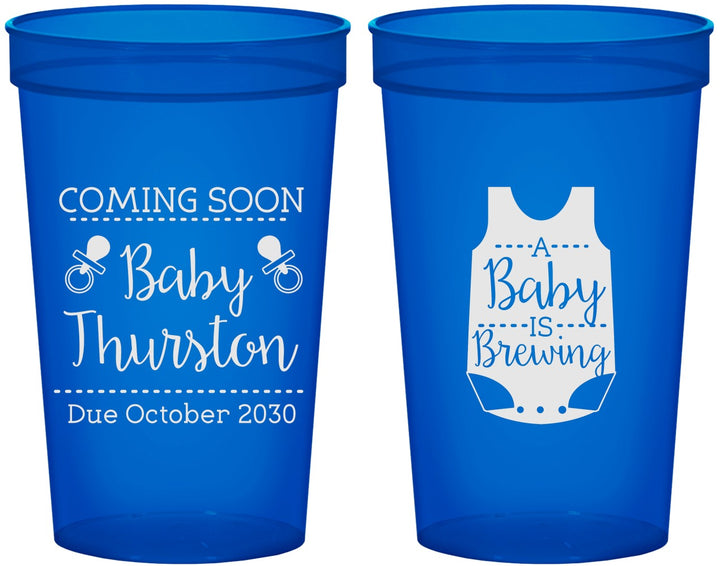 Custom Baby Shower 22 oz Translucent Cups - Baby Is Brewing | 90039