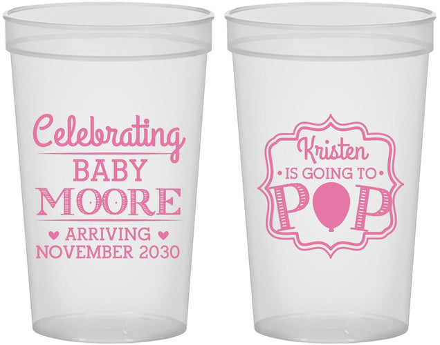 Custom Baby Shower 22 oz Translucent Cups - Going To Pop | 90040