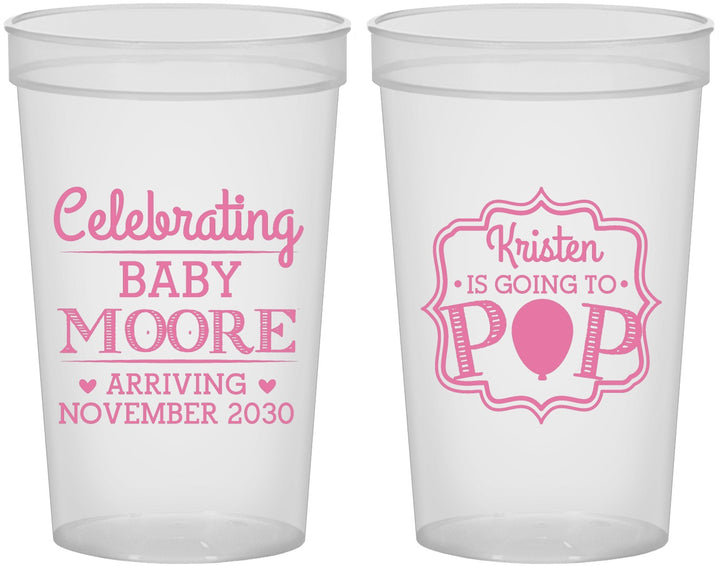 Custom Baby Shower 22 oz Translucent Cups - Going To Pop | 90040