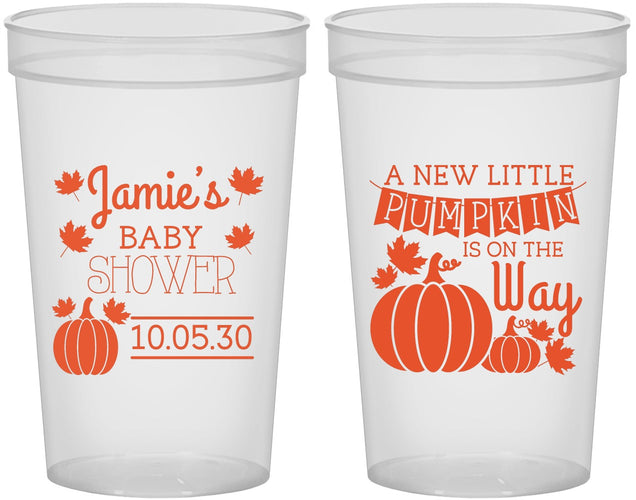 Custom Baby Shower 22 oz Translucent Cups - Pumpkin On The Way | 90042