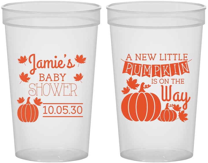 Custom Baby Shower 22 oz Translucent Cups - Pumpkin On The Way | 90042