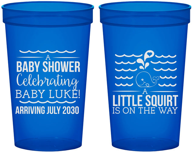 Custom Baby Shower 22 oz Translucent Cups - Little Squirt On The Way | 90043