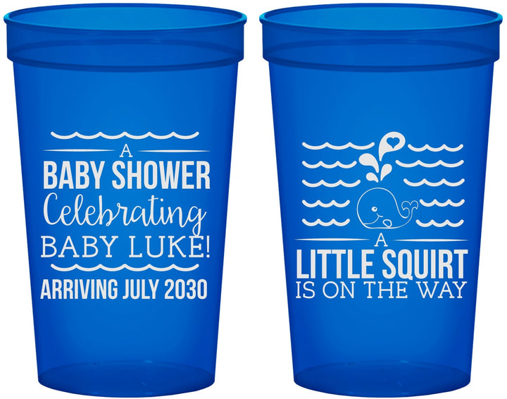 Custom Baby Shower 22 oz Translucent Cups - Little Squirt On The Way | 90043
