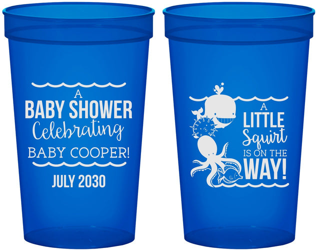 Custom Baby Shower 22 oz Translucent Cups - Little Squirt On The Way | 90045