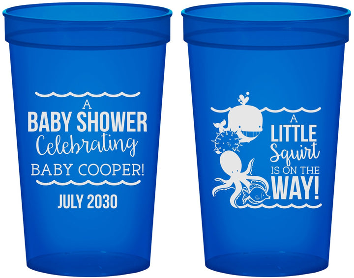 Custom Baby Shower 22 oz Translucent Cups - Little Squirt On The Way | 90045