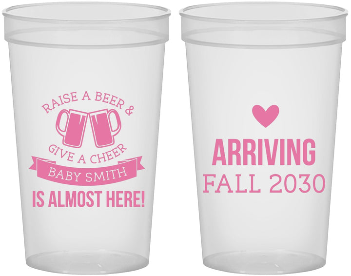 Custom Baby Shower 22 oz Translucent Cups - Raise A Beer | 90049