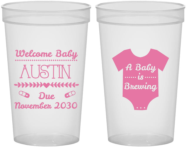 Custom Baby Shower 22 oz Translucent Cups - Baby Is Brewing | 90050
