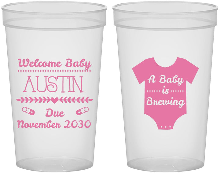 Custom Baby Shower 22 oz Translucent Cups - Baby Is Brewing | 90050