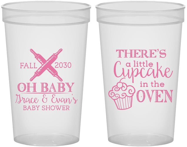 Custom Baby Shower 22 oz Translucent Cups - Cupcake In The Oven | 90059