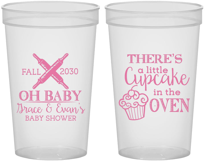 Custom Baby Shower 22 oz Translucent Cups - Cupcake In The Oven | 90059