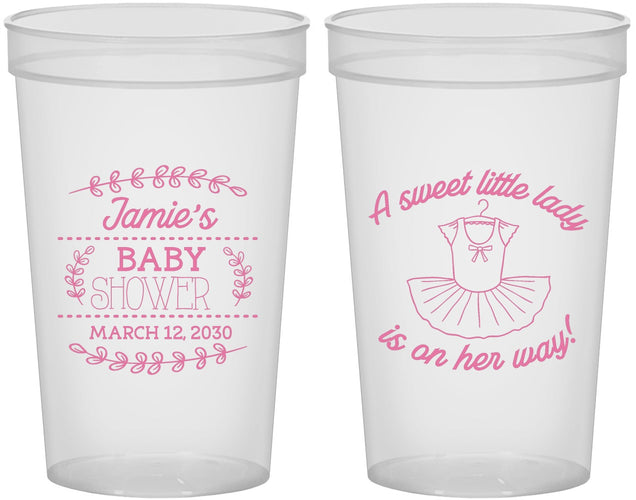 Custom Baby Shower 22 oz Translucent Cups - Sweet Little Lady | 90061