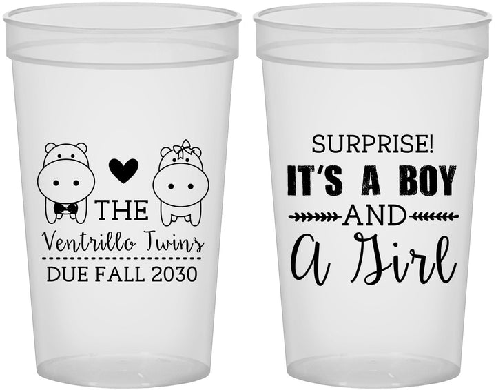 Custom Baby Shower 22 oz Translucent Cups - Gender Reveal Boy Or Girl | 90064