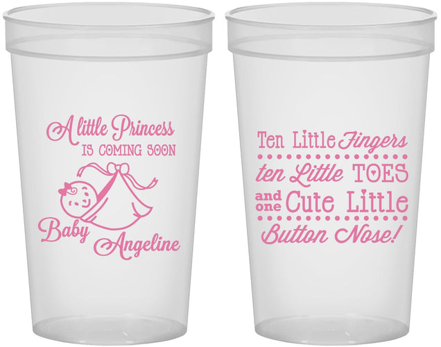 Custom Baby Shower 22 oz Translucent Cups - Little Princess | 90066
