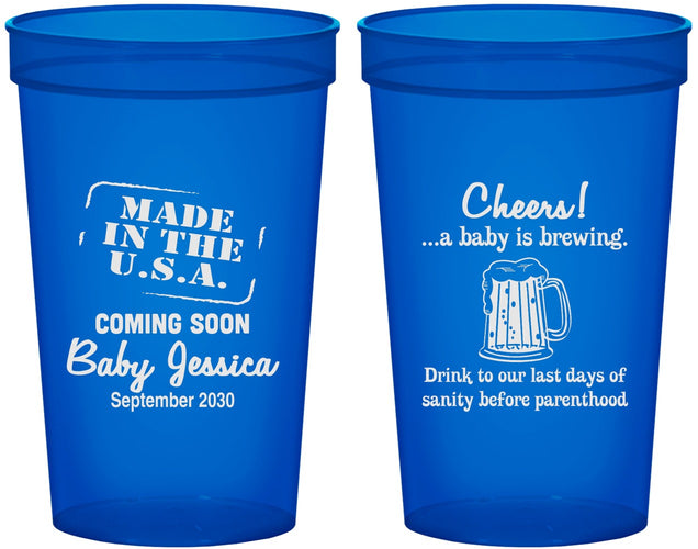 Custom Baby Shower 22 oz Translucent Cups - Made In The Usa | 90079