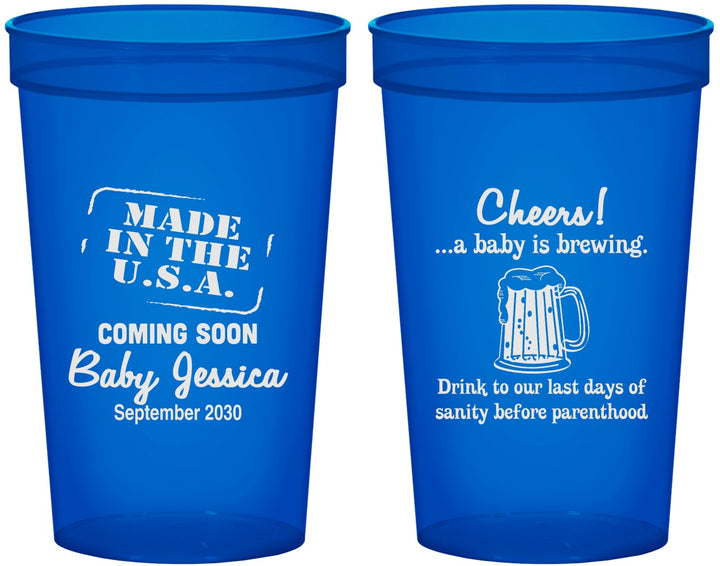 Custom Baby Shower 22 oz Translucent Cups - Made In The Usa | 90079