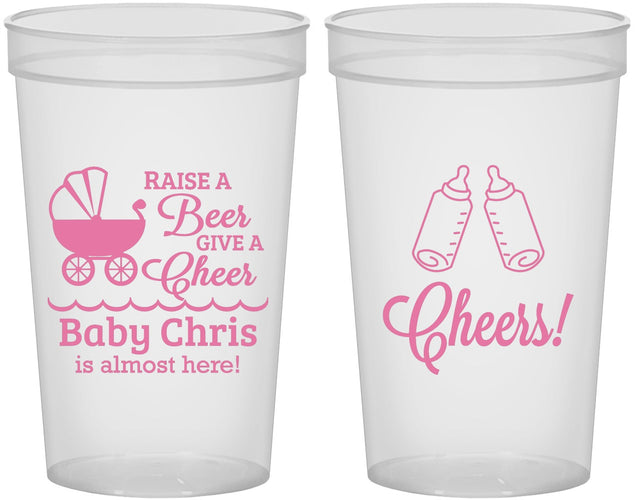 Custom Baby Shower 22 oz Translucent Cups - Raise A Beer | 90081