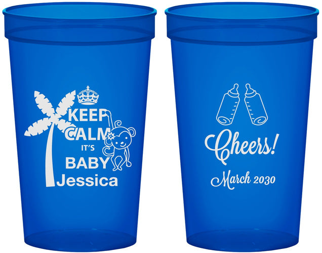 Custom Baby Shower 22 oz Translucent Cups - Baby Monkey | 90082