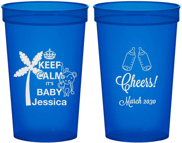 Custom Baby Shower 22 oz Translucent Cups - Baby Monkey | 90082